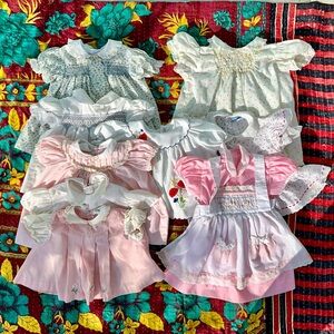 LOT of 10 Charming Vintage Baby Dresses Blouses Bonnets!